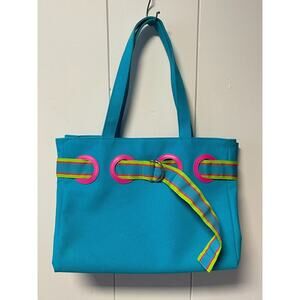 Ralph Lauren Blue & Pink Large Canvas Tote Bag